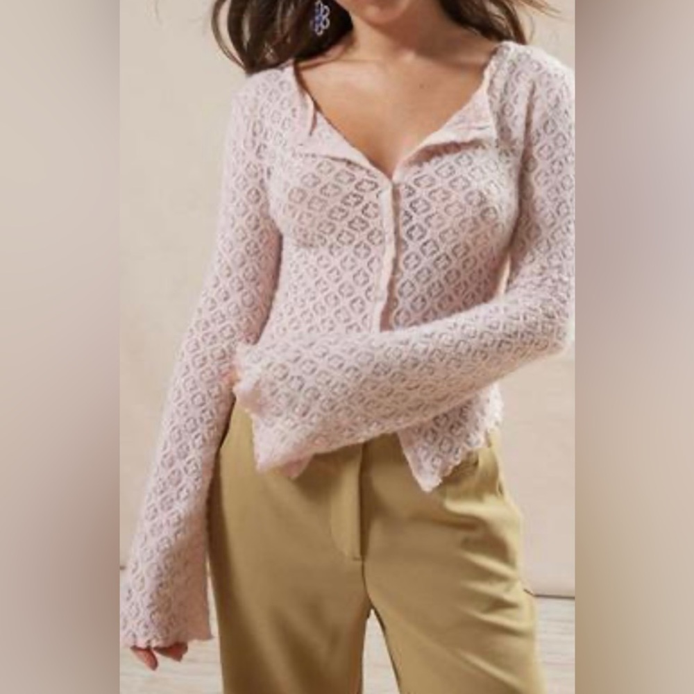 NWT Kimchi Blue Cassidy Cardigan Button Flare Long Sleeves Knit Crochet